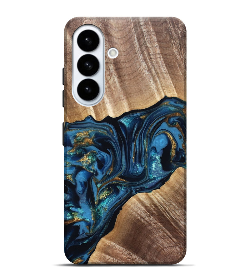 Galaxy S26 Plus Wood Live Edge Phone Case - Darryl (Teal & Gold, 822759)