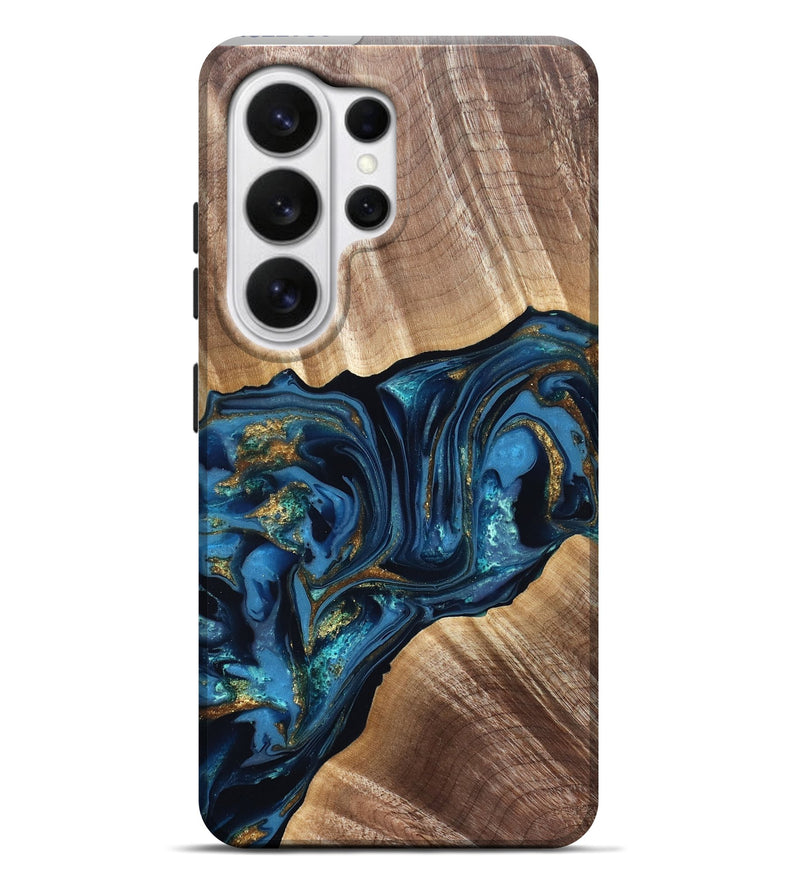 Galaxy S26 Ultra Wood Live Edge Phone Case - Darryl (Teal & Gold, 822759)