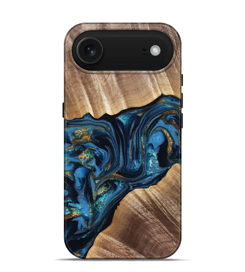 iPhone 17 Air Wood Live Edge Phone Case - Darryl (Teal & Gold, 822759)