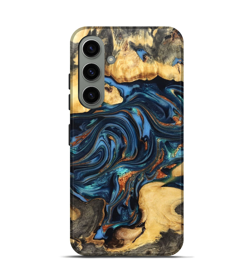 Galaxy S24 Wood Live Edge Phone Case - Willow (Teal & Gold, 822762)