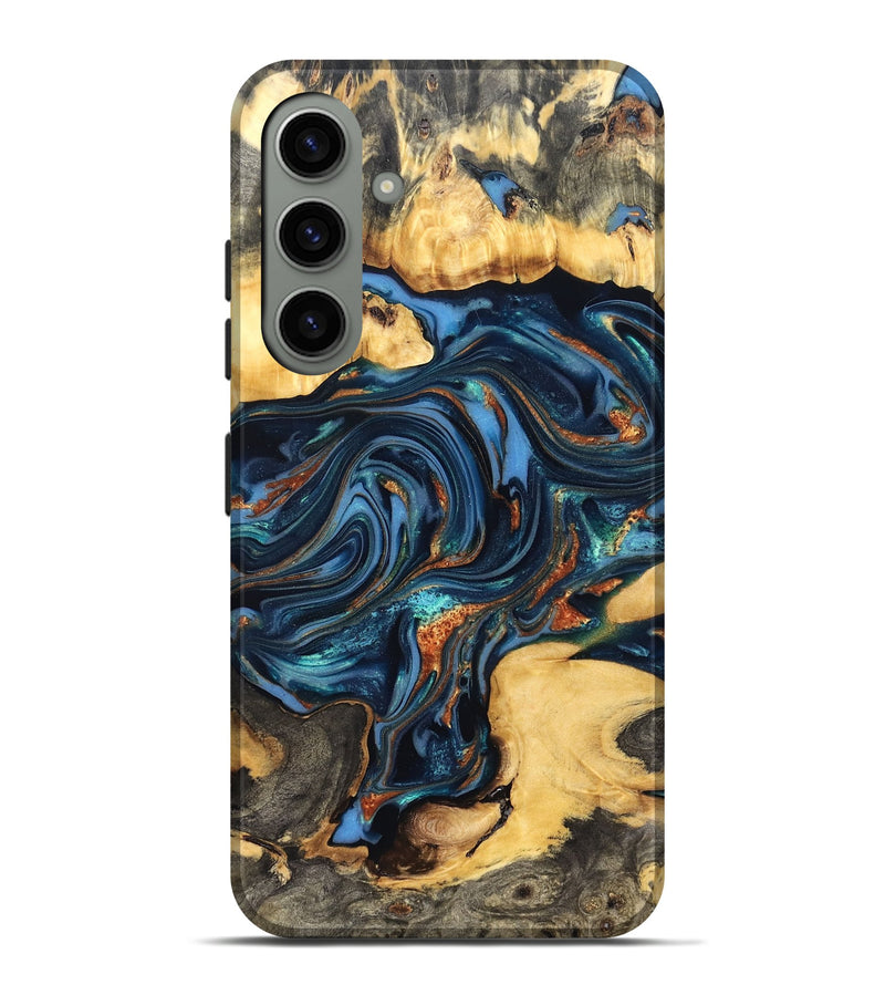 Galaxy S24 Plus Wood Live Edge Phone Case - Willow (Teal & Gold, 822762)