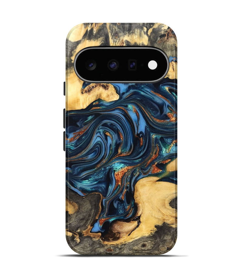 Pixel 11 Wood Live Edge Phone Case - Willow (Teal & Gold, 822762)
