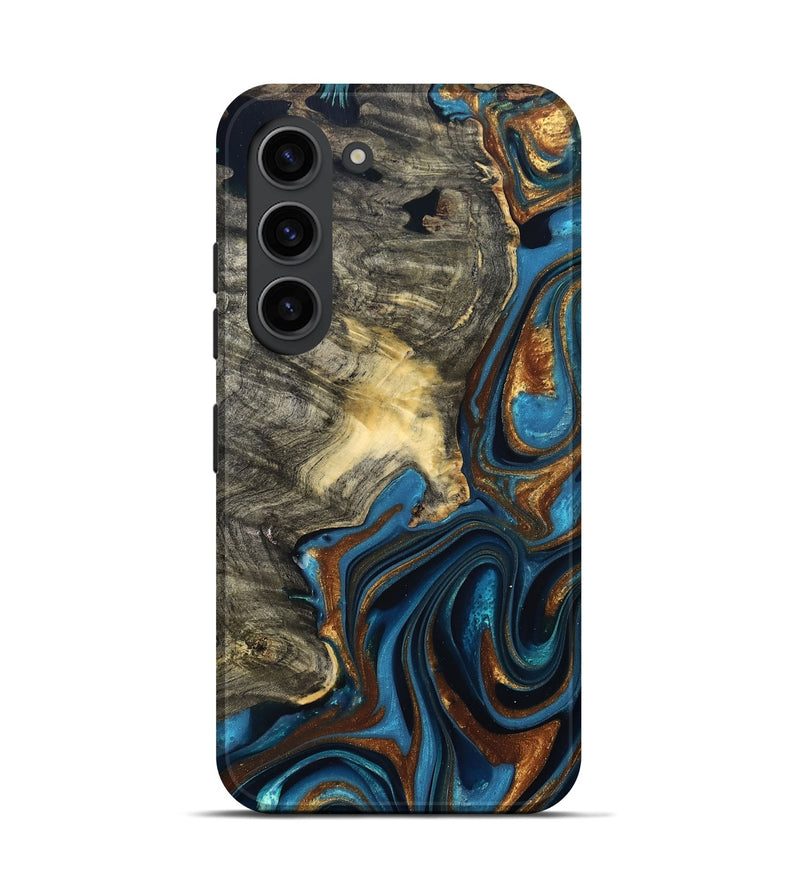 Galaxy S23 Wood Live Edge Phone Case - Joanne (Teal & Gold, 822773)
