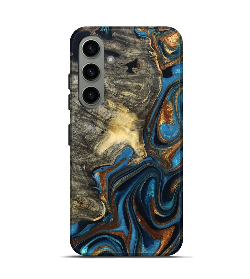 Galaxy S24 Wood Live Edge Phone Case - Joanne (Teal & Gold, 822773)