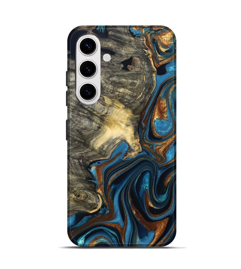 Galaxy S25 Wood Live Edge Phone Case - Joanne (Teal & Gold, 822773)