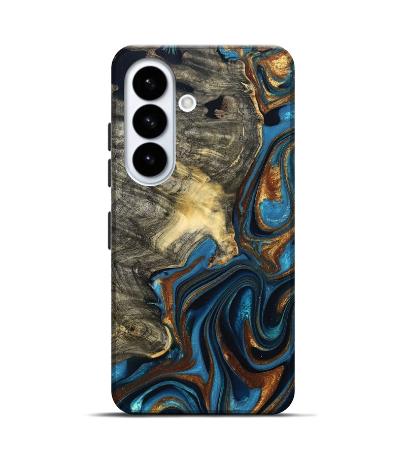 Galaxy S26 Wood Live Edge Phone Case - Joanne (Teal & Gold, 822773)