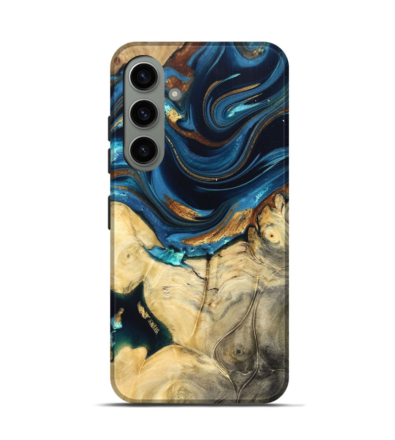Galaxy S24 Wood Live Edge Phone Case - Autumn (Teal & Gold, 822774)