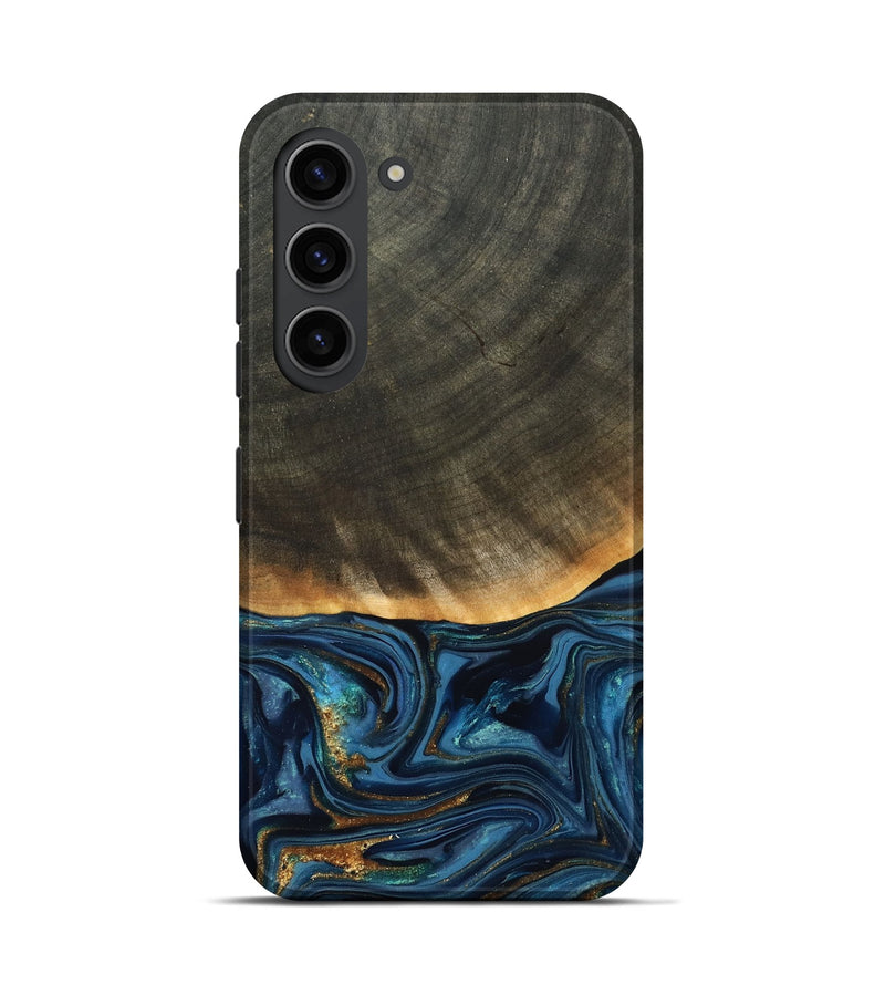 Galaxy S23 Wood Live Edge Phone Case - Brittny (Teal & Gold, 822775)