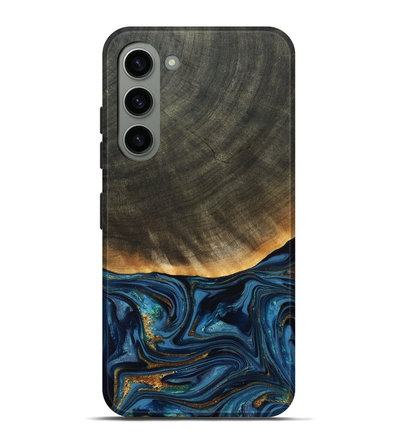 Galaxy S23 Plus Wood Live Edge Phone Case - Brittny (Teal & Gold, 822775)