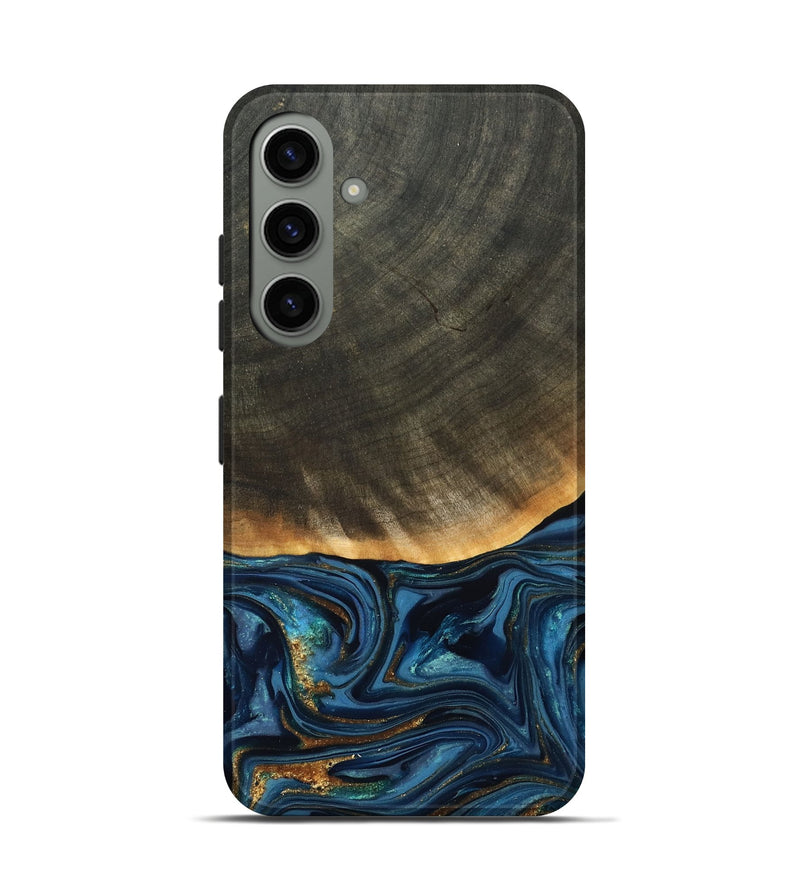Galaxy S24 Wood Live Edge Phone Case - Brittny (Teal & Gold, 822775)