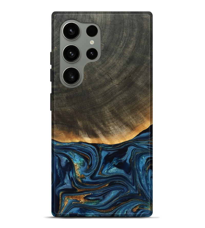 Galaxy S24 Ultra Wood Live Edge Phone Case - Brittny (Teal & Gold, 822775)