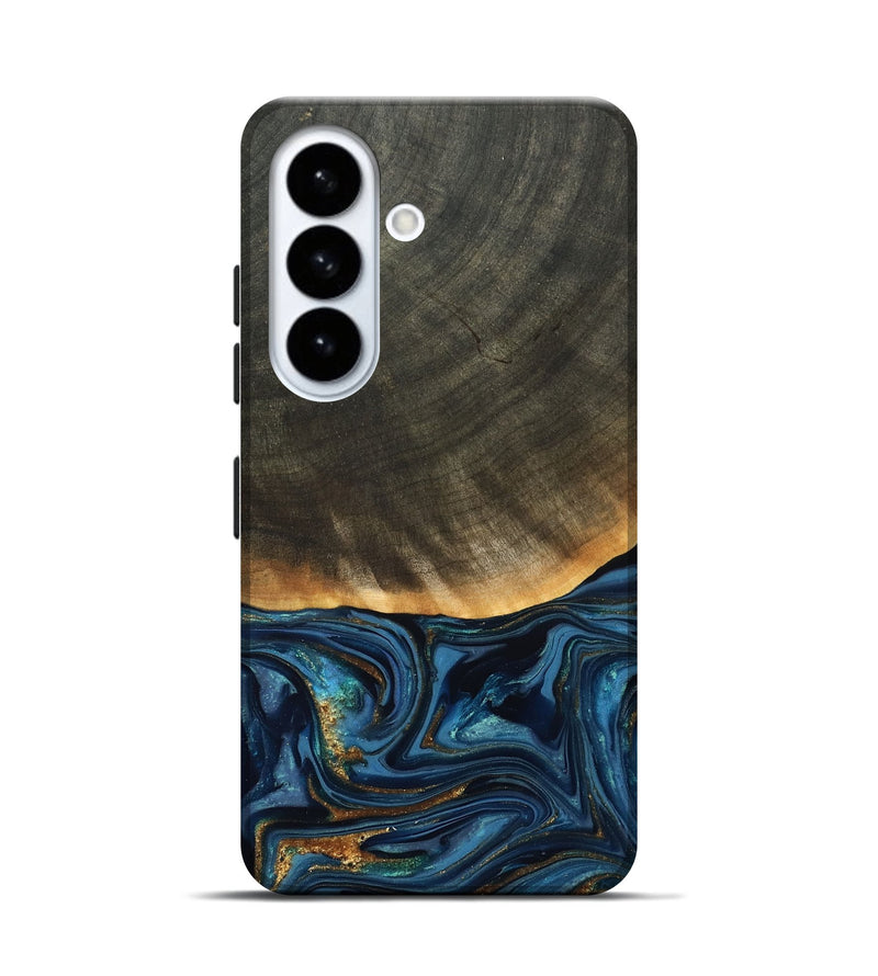 Galaxy S26 Wood Live Edge Phone Case - Brittny (Teal & Gold, 822775)