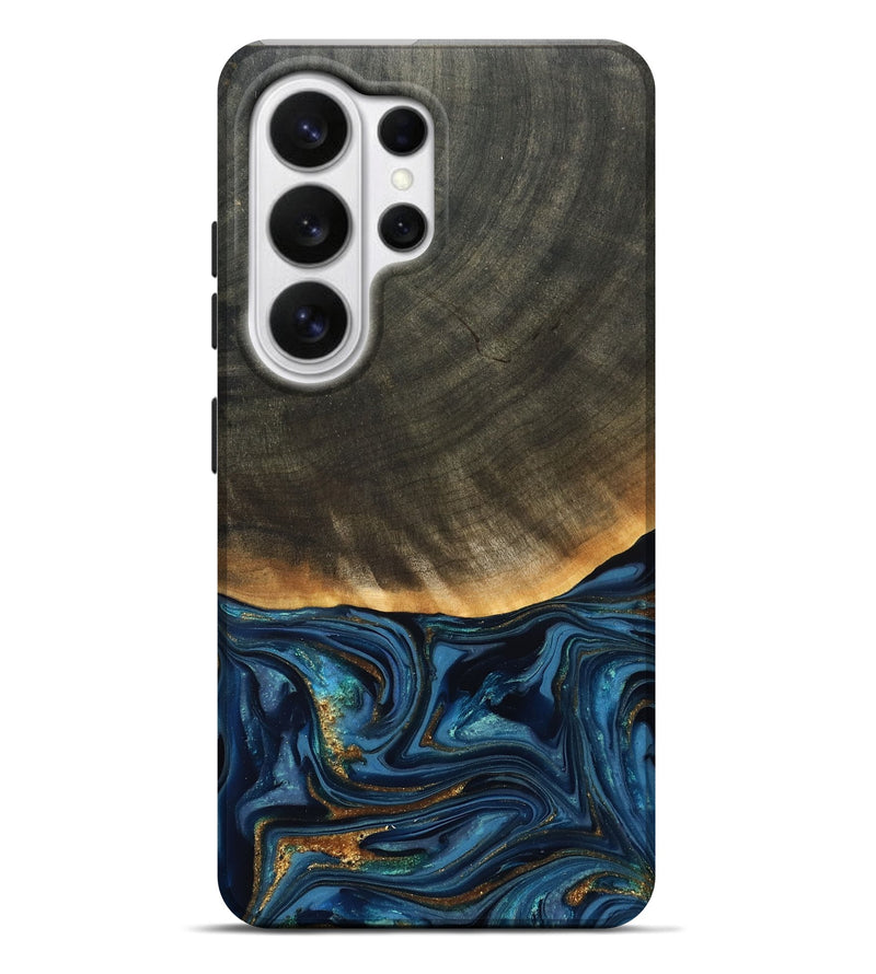 Galaxy S26 Ultra Wood Live Edge Phone Case - Brittny (Teal & Gold, 822775)