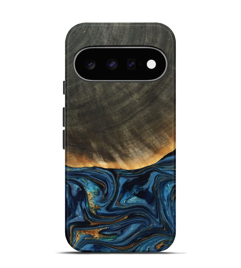 Pixel 11 Wood Live Edge Phone Case - Brittny (Teal & Gold, 822775)