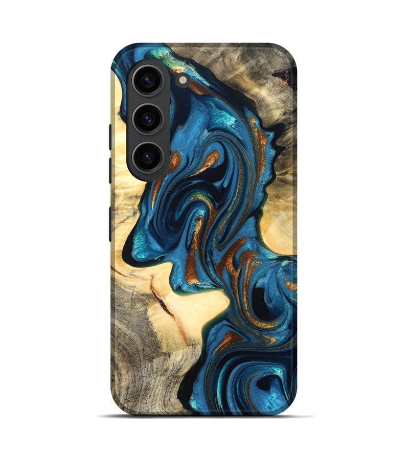 Galaxy S23 Wood Live Edge Phone Case - Cortez (Teal & Gold, 822776)