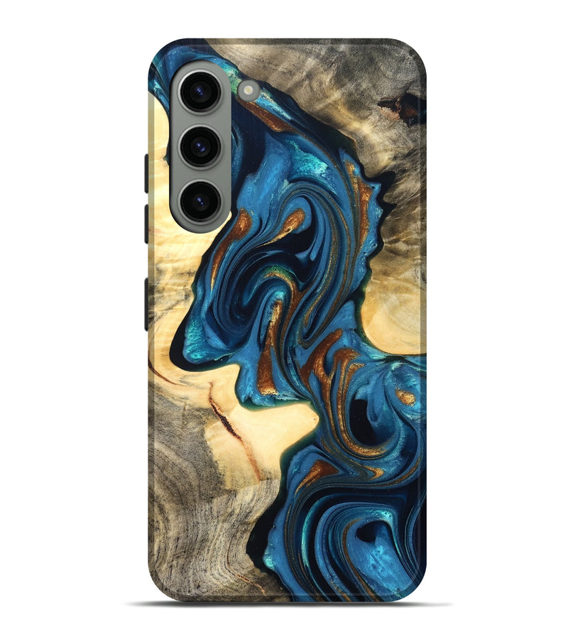 Galaxy S23 Plus Wood Live Edge Phone Case - Cortez (Teal & Gold, 822776)