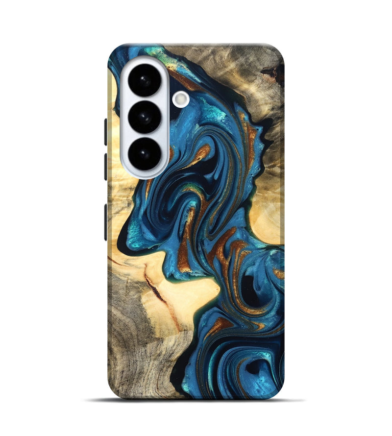 Galaxy S26 Wood Live Edge Phone Case - Cortez (Teal & Gold, 822776)