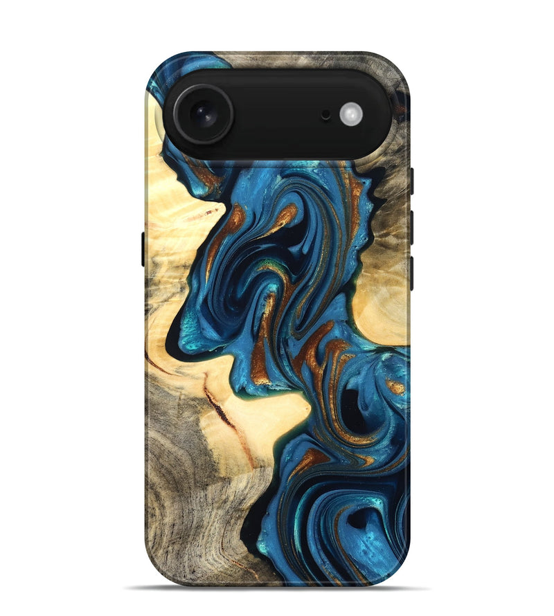 iPhone 17 Air Wood Live Edge Phone Case - Cortez (Teal & Gold, 822776)