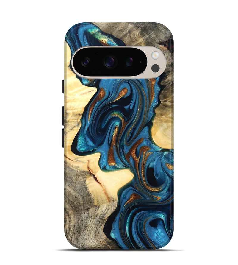 Pixel 10 Wood Live Edge Phone Case - Cortez (Teal & Gold, 822776)