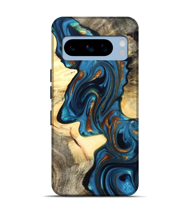 Pixel 8 Pro Wood Live Edge Phone Case - Cortez (Teal & Gold, 822776)