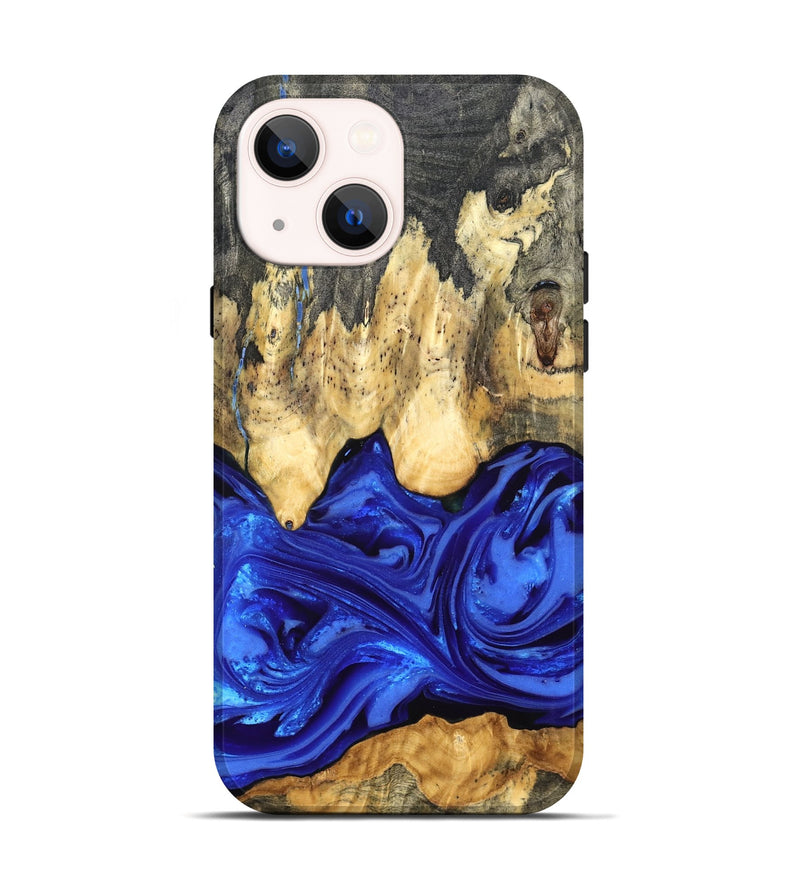 iPhone 14 Wood Live Edge Phone Case - Paula (Blue, 822779)