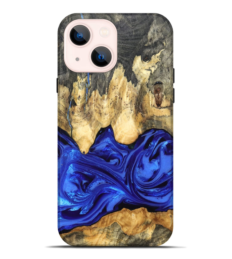 iPhone 14 Plus Wood Live Edge Phone Case - Paula (Blue, 822779)