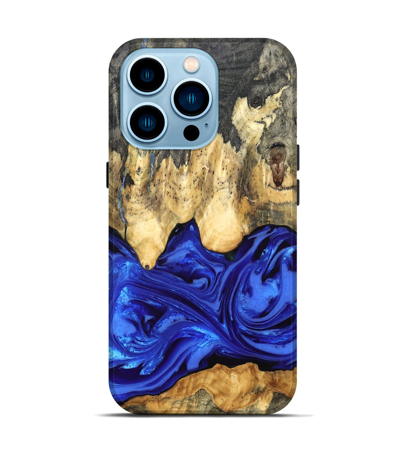 iPhone 14 Pro Wood Live Edge Phone Case - Paula (Blue, 822779)