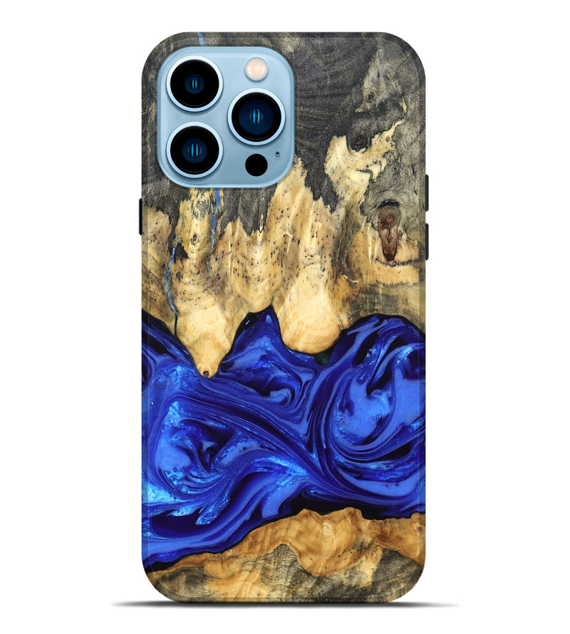 iPhone 14 Pro Max Wood Live Edge Phone Case - Paula (Blue, 822779)