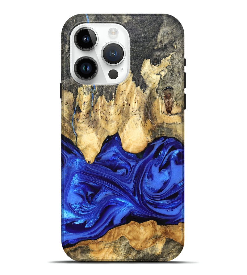 iPhone 15 Pro Max Wood Live Edge Phone Case - Paula (Blue, 822779)