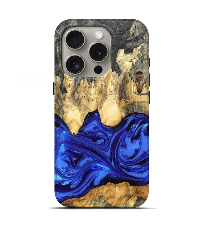 iPhone 16 Pro Wood Live Edge Phone Case - Paula (Blue, 822779)
