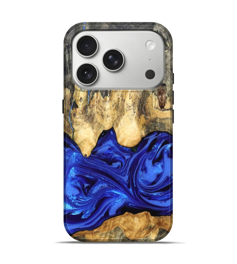 iPhone 17 Pro Wood Live Edge Phone Case - Paula (Blue, 822779)