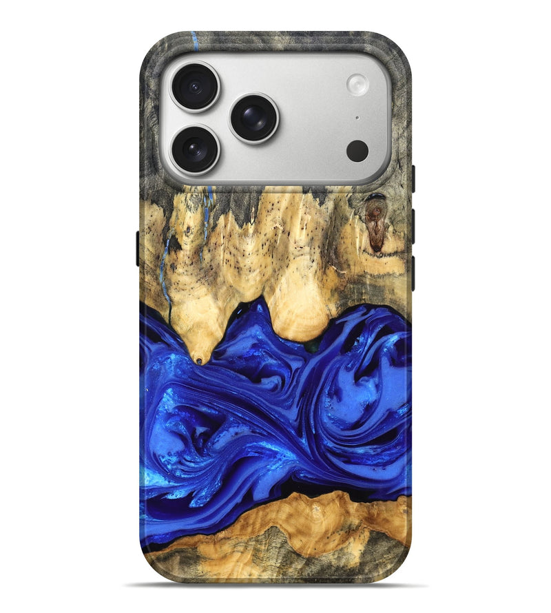 iPhone 17 Pro Max Wood Live Edge Phone Case - Paula (Blue, 822779)