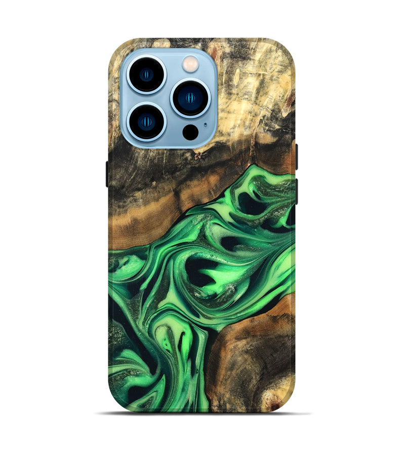 iPhone 14 Pro Wood Live Edge Phone Case - Keilani (Green, 822781)