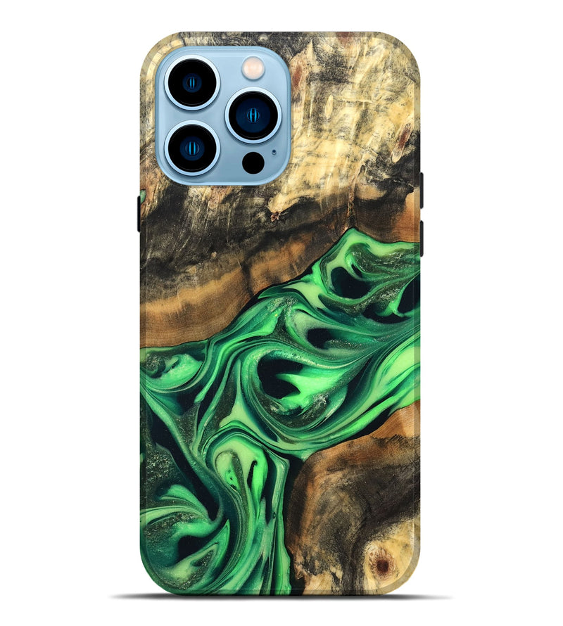 iPhone 14 Pro Max Wood Live Edge Phone Case - Keilani (Green, 822781)
