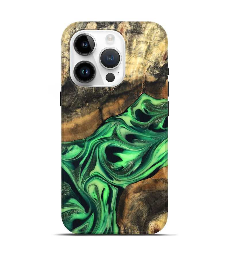 iPhone 15 Pro Wood Live Edge Phone Case - Keilani (Green, 822781)