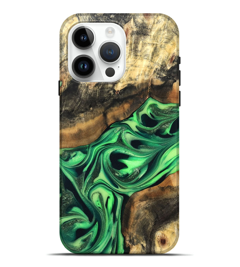 iPhone 15 Pro Max Wood Live Edge Phone Case - Keilani (Green, 822781)