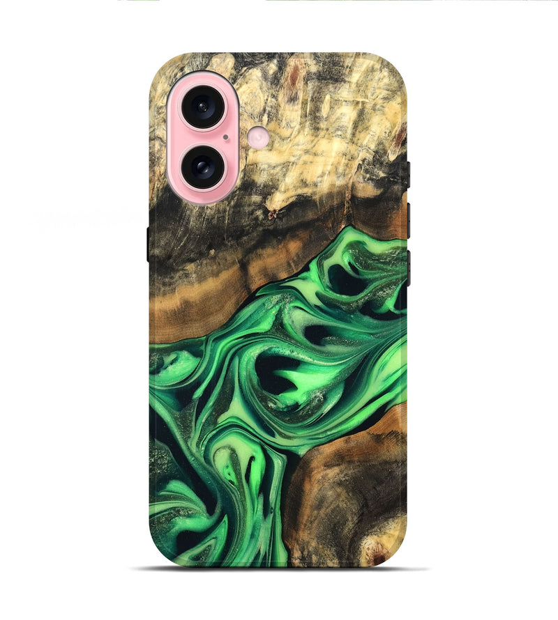 iPhone 16 Wood Live Edge Phone Case - Keilani (Green, 822781)