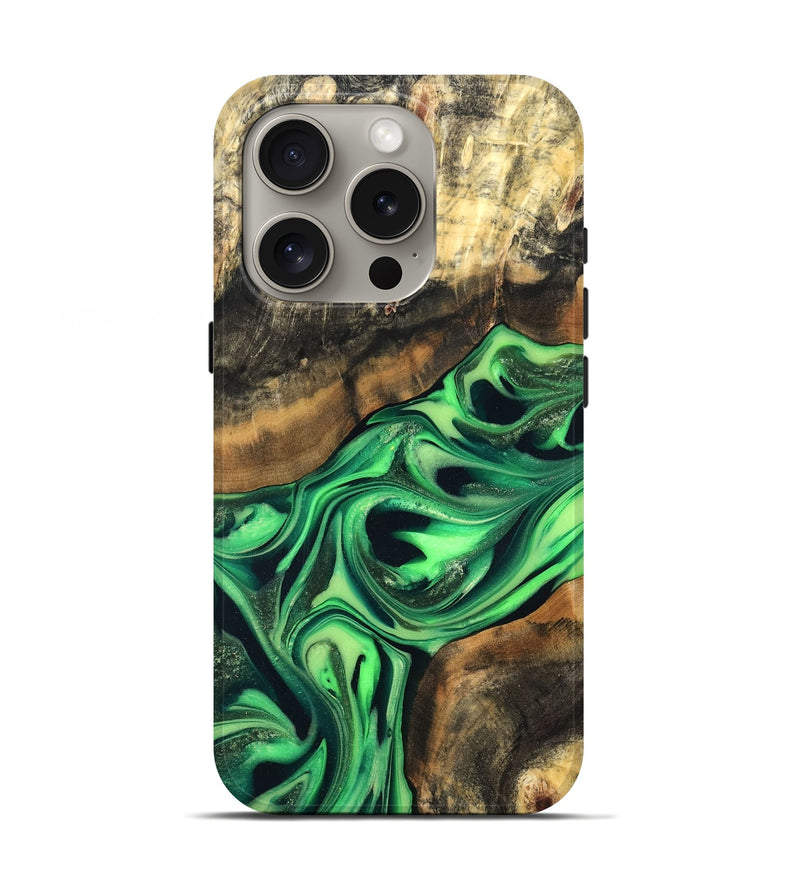 iPhone 16 Pro Wood Live Edge Phone Case - Keilani (Green, 822781)