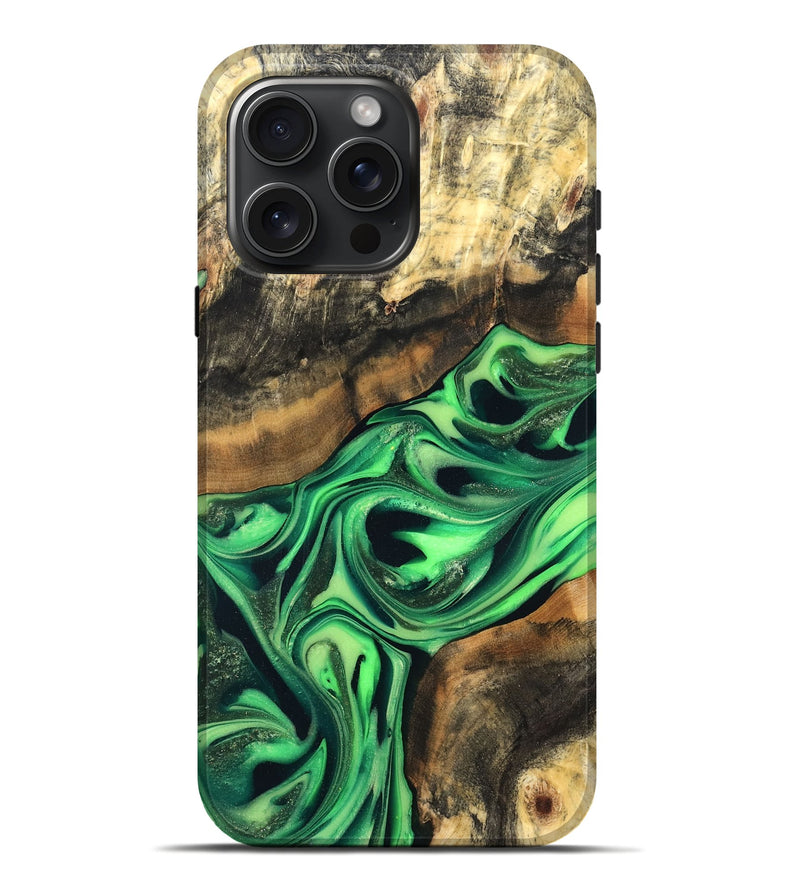 iPhone 16 Pro Max Wood Live Edge Phone Case - Keilani (Green, 822781)
