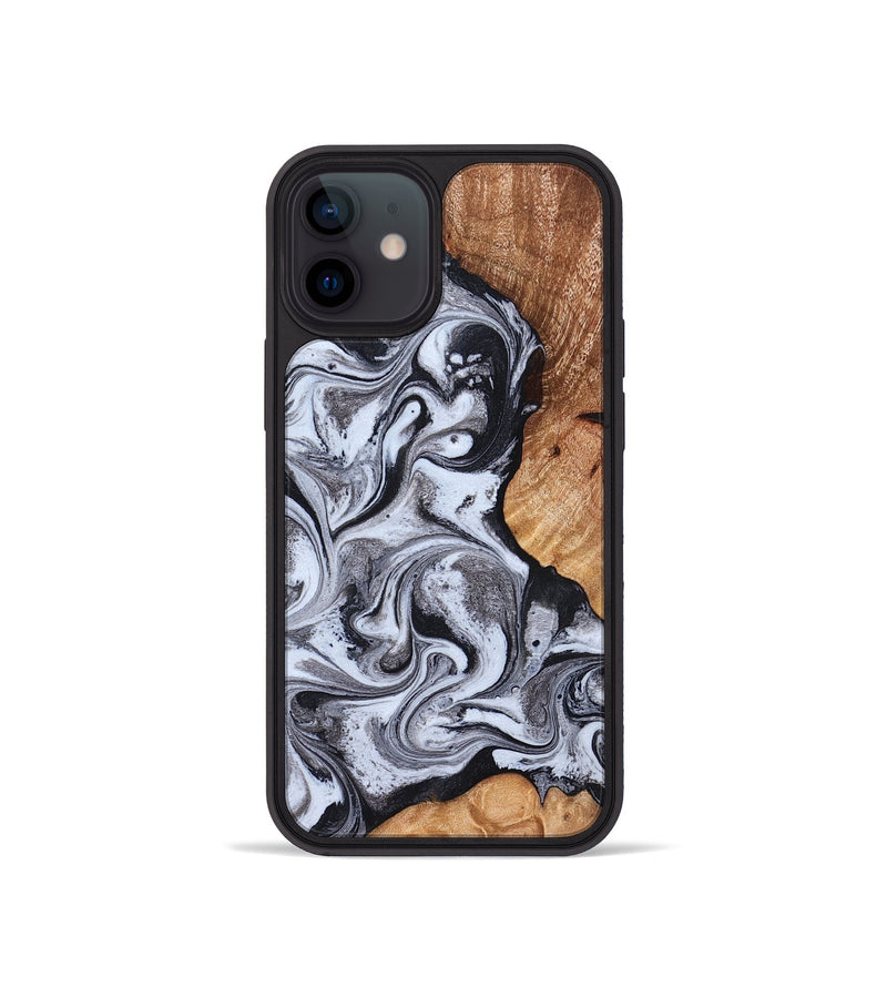 iPhone 12 mini Wood Phone Case - Leda (Black & White, 822783)