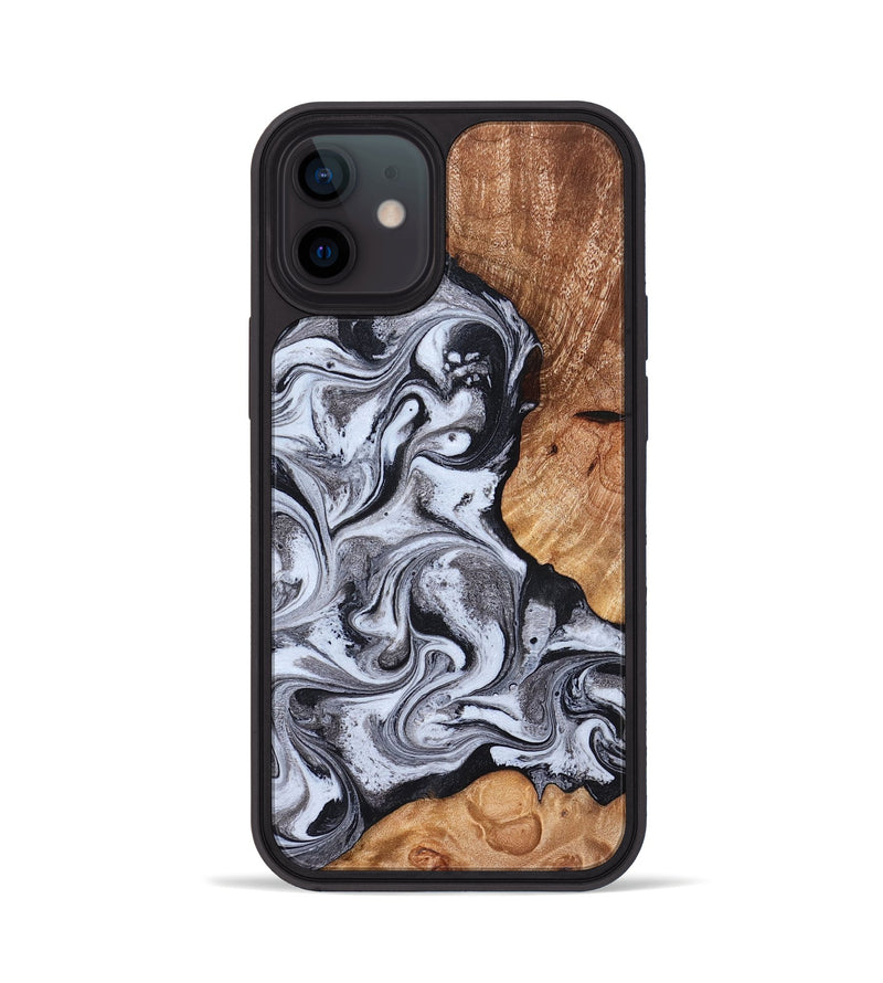 iPhone 12 Wood Phone Case - Leda (Black & White, 822783)