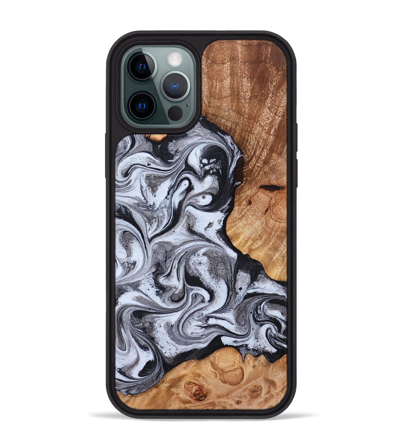 iPhone 12 Pro Max Wood Phone Case - Leda (Black & White, 822783)
