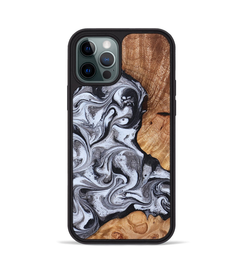 iPhone 12 Pro Wood Phone Case - Leda (Black & White, 822783)
