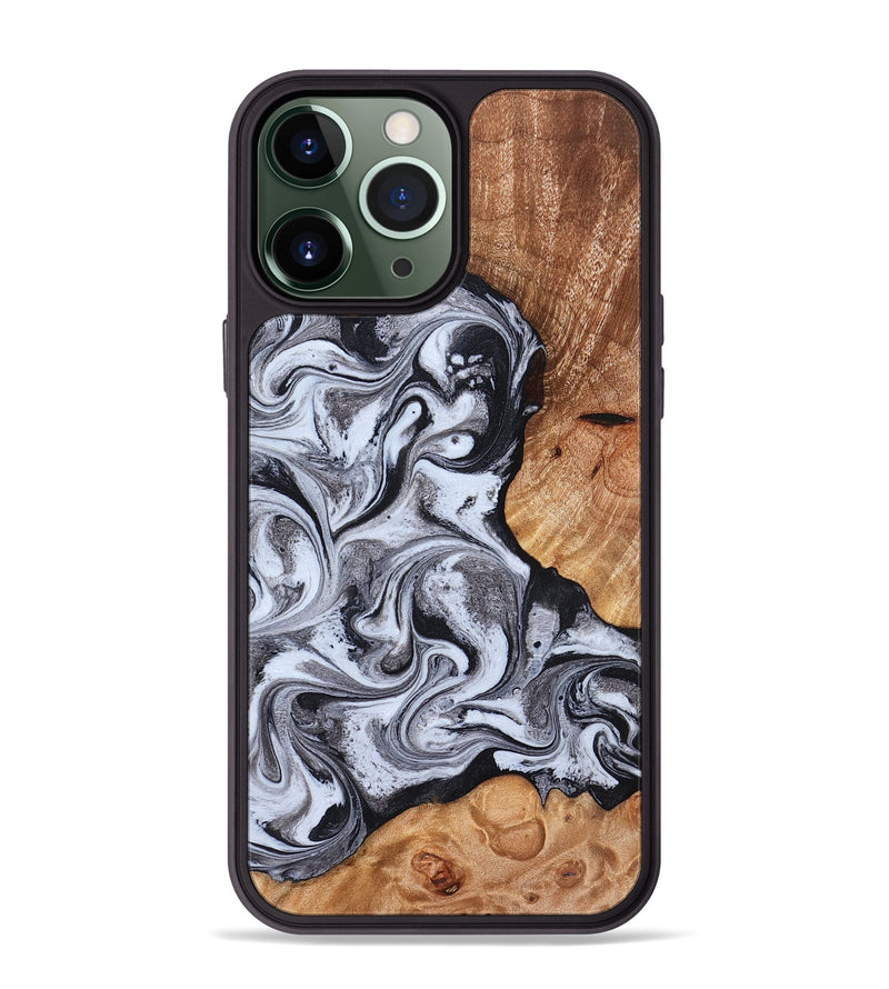 iPhone 13 Pro Max Wood Phone Case - Leda (Black & White, 822783)