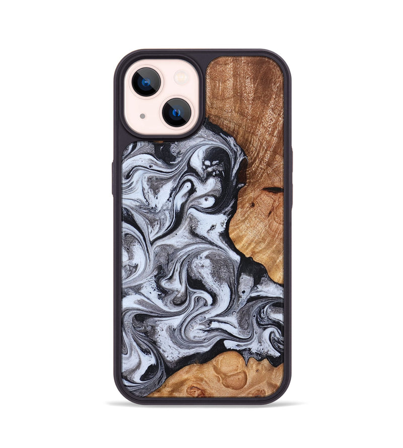 iPhone 14 Wood Phone Case - Leda (Black & White, 822783)