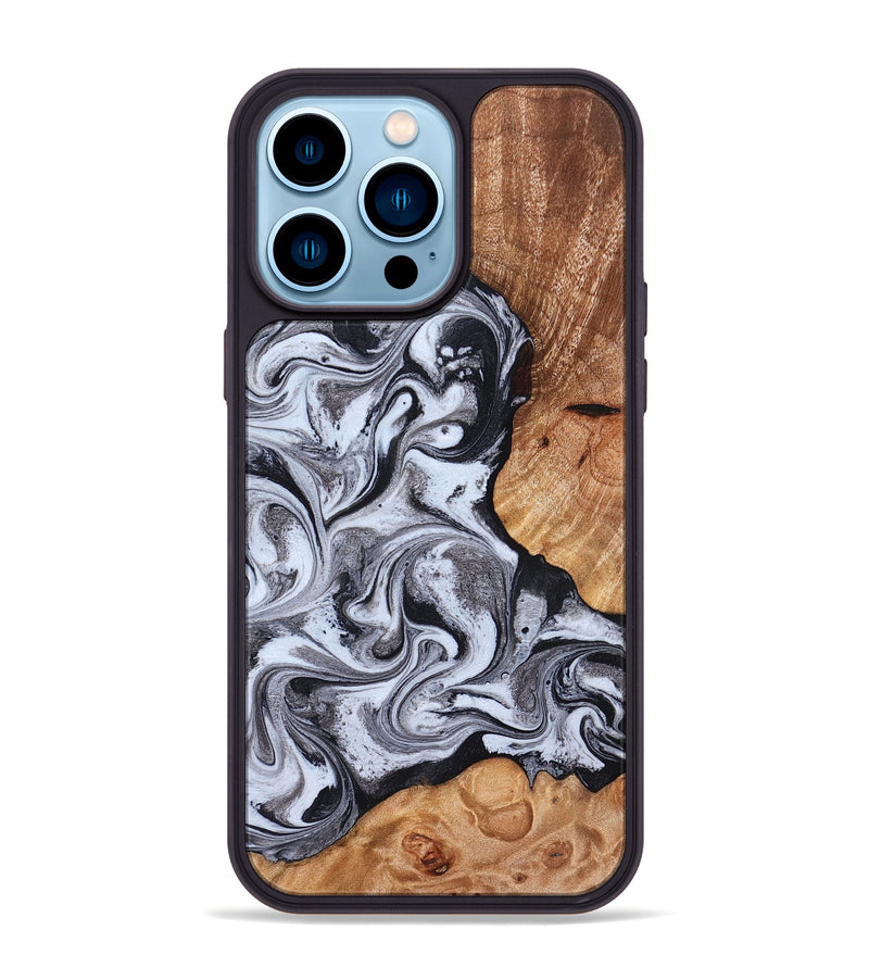 iPhone 14 Pro Max Wood Phone Case - Leda (Black & White, 822783)