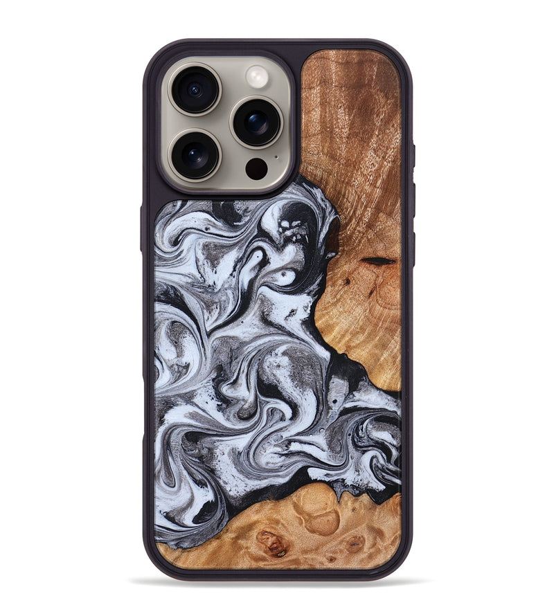 iPhone 16 Pro Max Wood Phone Case - Leda (Black & White, 822783)