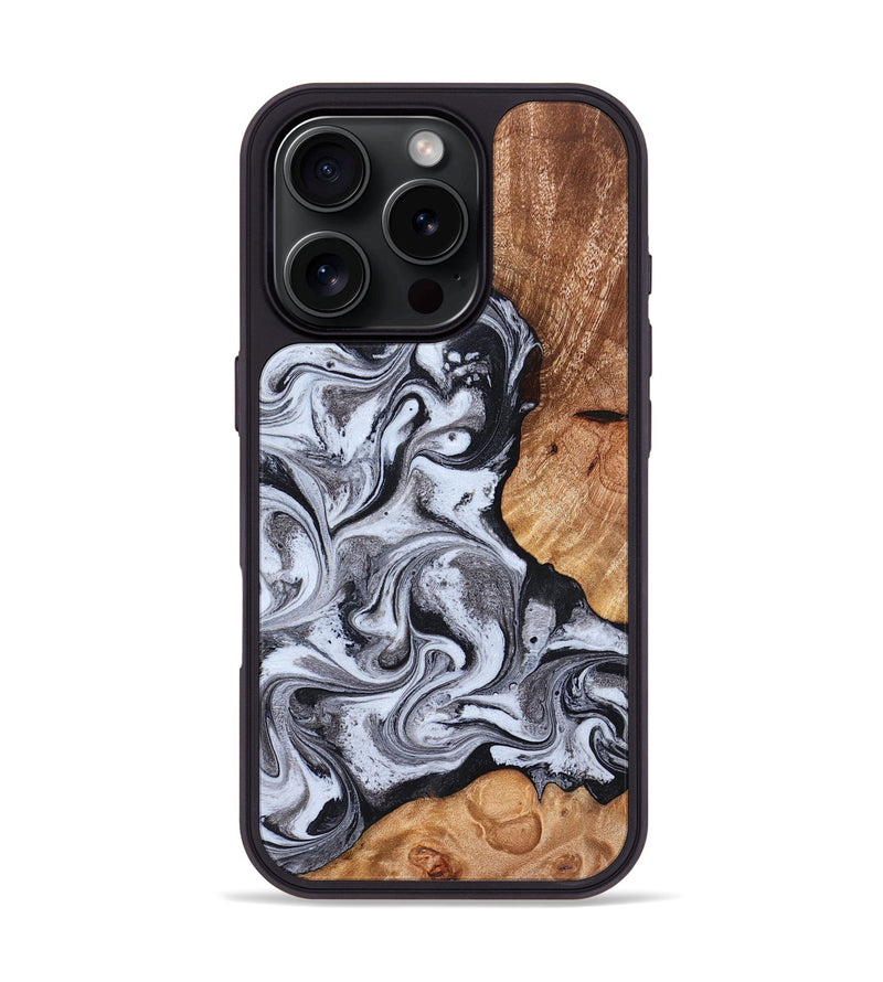 iPhone 16 Pro Wood Phone Case - Leda (Black & White, 822783)