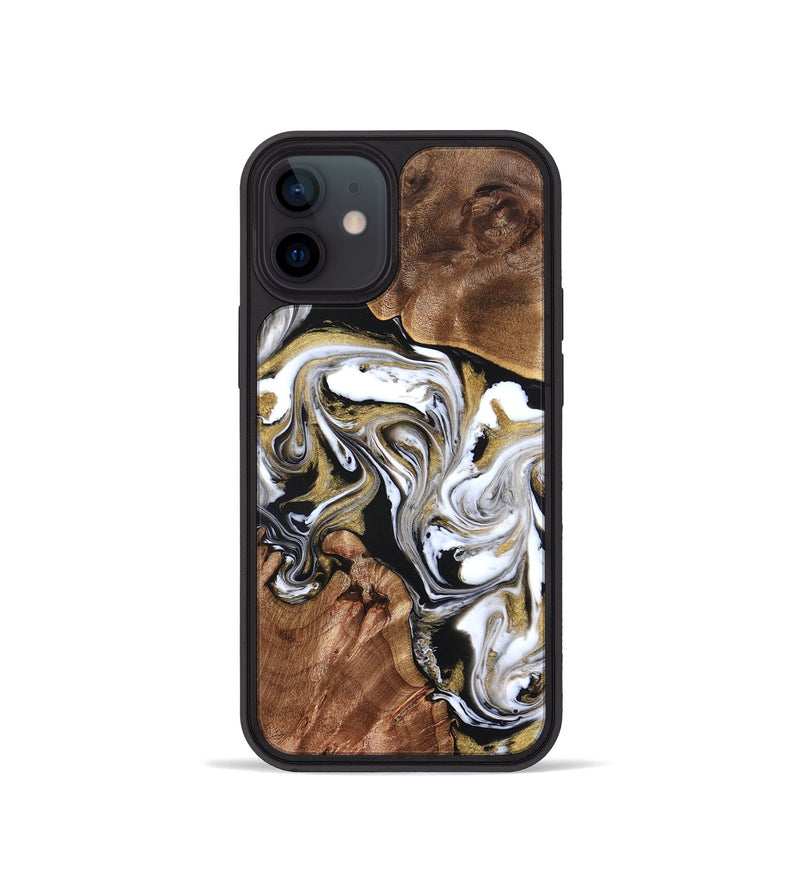 iPhone 12 mini Wood Phone Case - Ivory (Black & White, 822785)