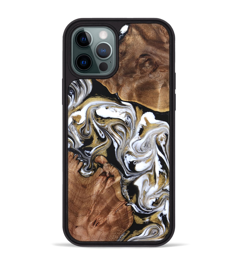 iPhone 12 Pro Max Wood Phone Case - Ivory (Black & White, 822785)